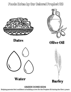 Foods Eaten by Prophet (S)  Coloring Pages - Sources Included - FREE